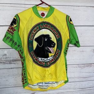 World Jerseys Men’s Cycle Jersey BIKE Shirt Size XL Green Yellow Polyester Dog**
